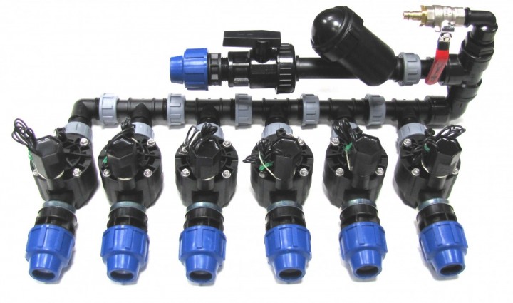 Kolektor komplet 6 sekcji elektrozawory 100HV + filtr + przyłącze kompresora + odcięcie